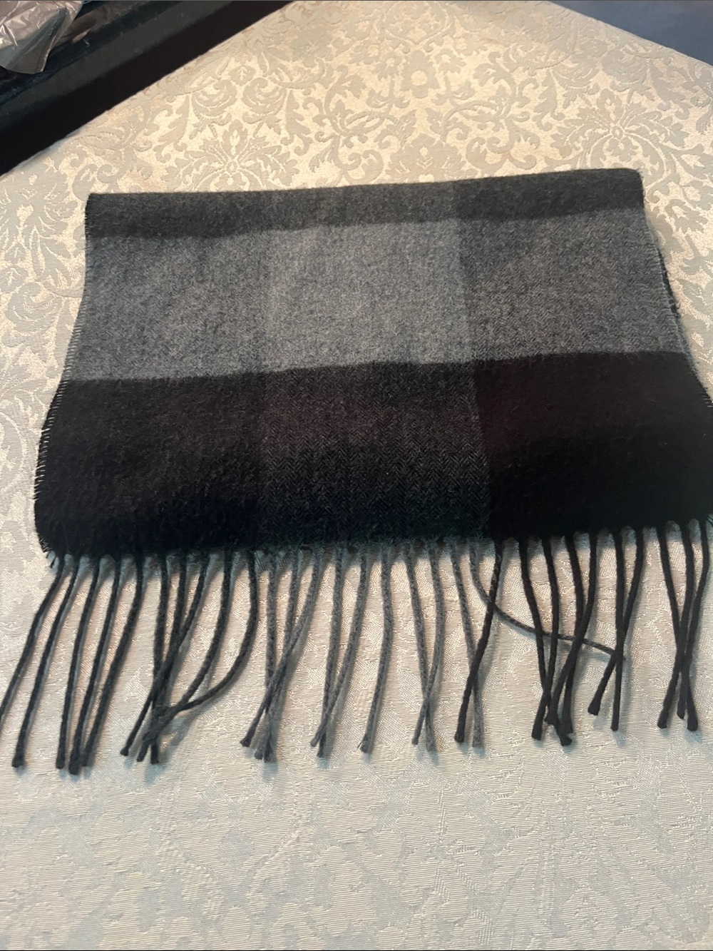 Classic Gray & Black Plaid Fringe Scarf - Men’s  Accessory